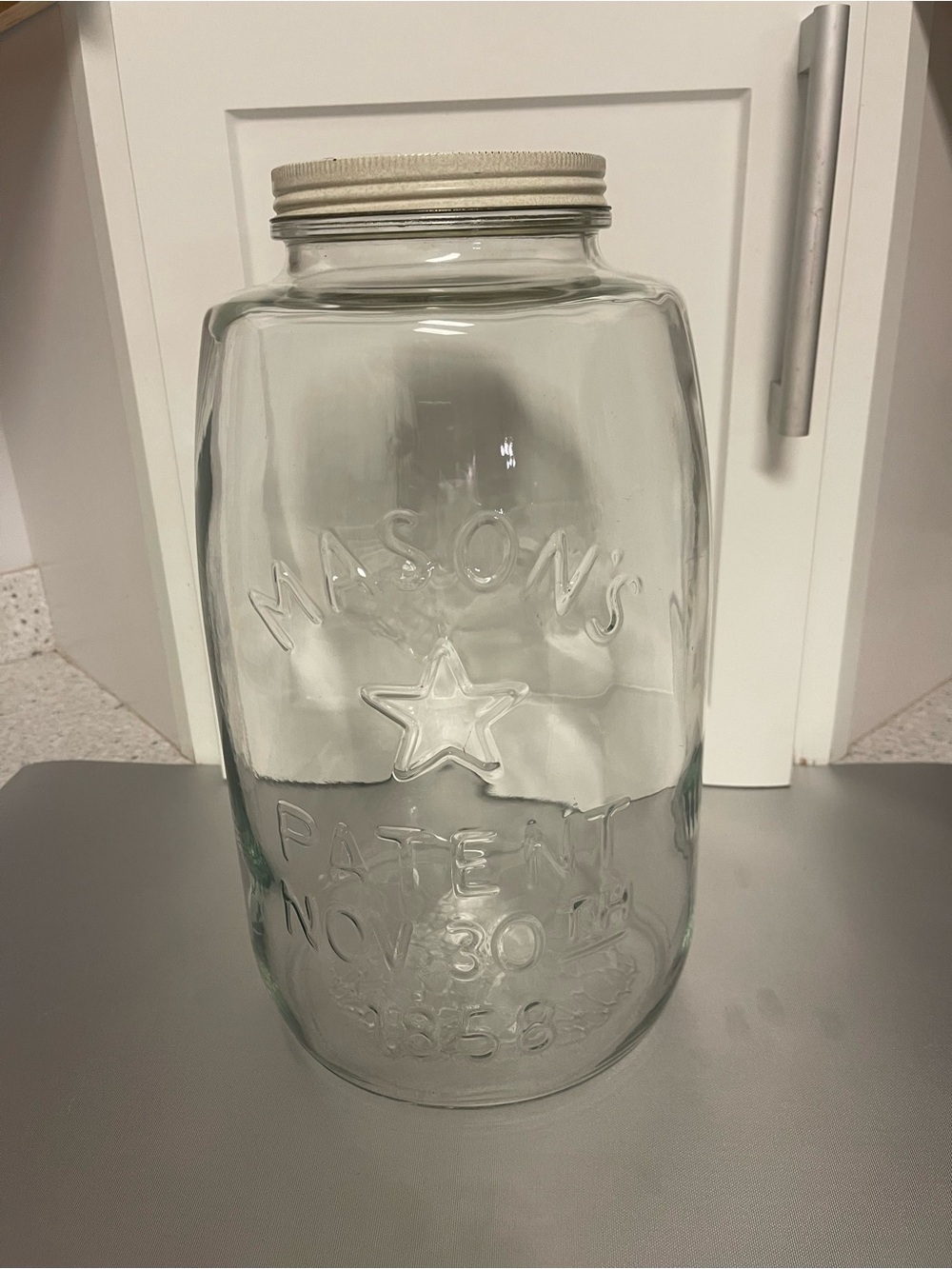 Vintage Large Mason’s Patent Nov 30th 1858 Star Eagle 5 Gallon Pickle Jar w/Lid